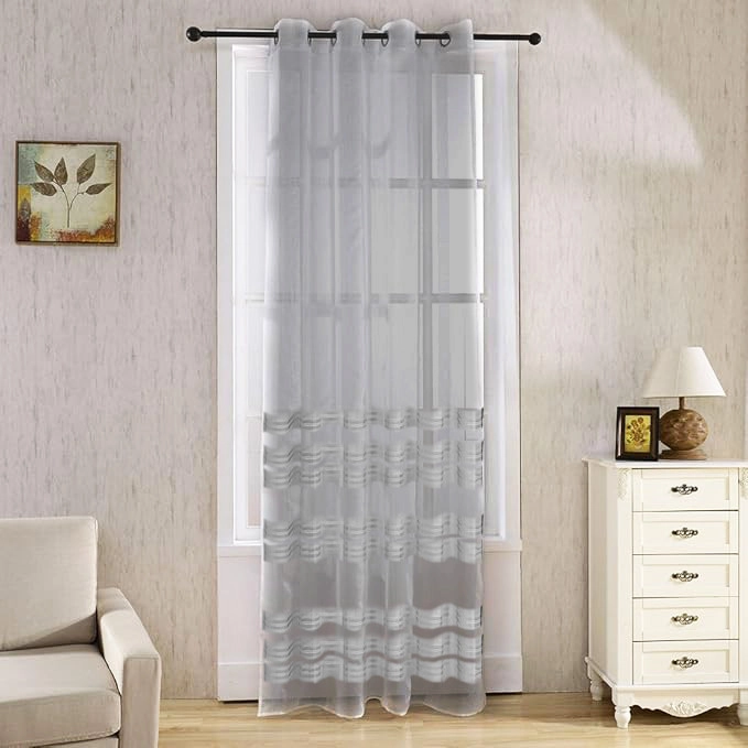 پرده تیکو دکو مدل حریر نازک ژرسه سه لاین ژوردار سایز 140*280 سانتی متر